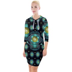 Light And Love Flowers Decorative Quarter Sleeve Hood Bodycon Dress by pepitasart