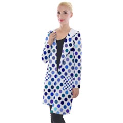 Shades Of Blue Polka Dots Hooded Pocket Cardigan by retrotoomoderndesigns