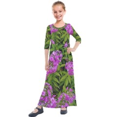 Stratford Garden Phlox Kids  Quarter Sleeve Maxi Dress by Riverwoman