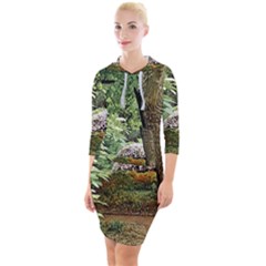 Garden Of The Phoenix Quarter Sleeve Hood Bodycon Dress by Riverwoman