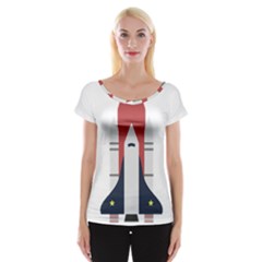 Planet Planets Rocket Shuttle Cap Sleeve Top by Wegoenart