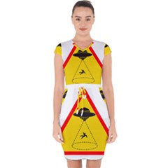 Sign Road Road Sign Traffic Capsleeve Drawstring Dress  by Wegoenart