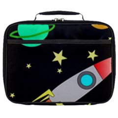 Planet Rocket Space Stars Full Print Lunch Bag by Wegoenart