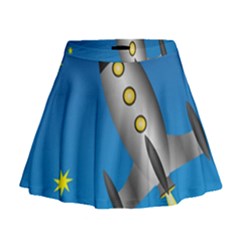 Rocket Spaceship Space Travel Nasa Mini Flare Skirt by Wegoenart