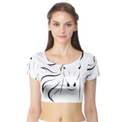 Animal Equine Face Horse Short Sleeve Crop Top by Wegoenart