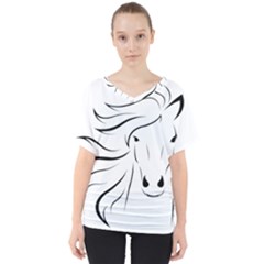 Animal Equine Face Horse V-neck Dolman Drape Top by Wegoenart