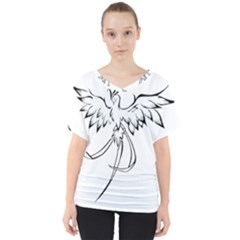 Phoenix Mythical Bird Animal V-neck Dolman Drape Top by Wegoenart