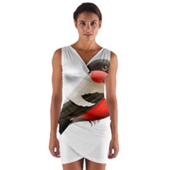 Red Robin Berry Red Berries Bird Wrap Front Bodycon Dress by Wegoenart