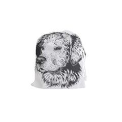 Dog Animal Domestic Animal Doggie Drawstring Pouch (small) by Wegoenart