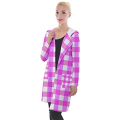 Gingham Duo Fuschia On Pink Hooded Pocket Cardigan by retrotoomoderndesigns