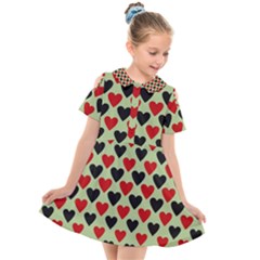 Red & Black Hearts - Olive Kids  Short Sleeve Shirt Dress by WensdaiAmbrose