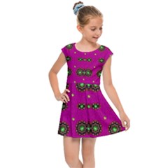 Stars In Fern And Love Ornate Kids  Cap Sleeve Dress by pepitasart