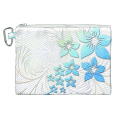 Flowers Background Leaf Leaves Blue Canvas Cosmetic Bag (xl) by Mariart