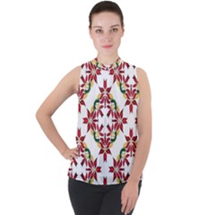 Christmas Wallpaper Background Mock Neck Chiffon Sleeveless Top by Pakrebo