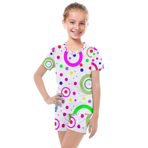 Round Abstract Design Kids  Mesh Tee And Shorts Set by Pakrebo