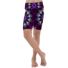 Kaleidoscope Round Circle Geometry Kids  Lightweight Velour Cropped Yoga Leggings by Pakrebo