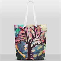 Tree Moon Night Sky Landscape Full Print Rope Handle Tote (small) by Pakrebo