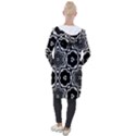 Black White Abstract Flower Hooded Pocket Cardigan View2