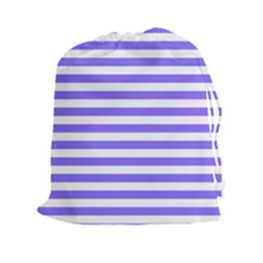 Lilac Purple Stripes Drawstring Pouch (xxl) by snowwhitegirl