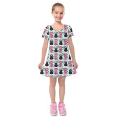 Waitress Uniform Dresses Nerdy Glasses Pattern Green Kids  Short Sleeve Velvet Dress by snowwhitegirl