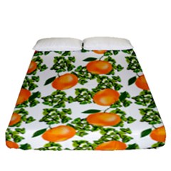 Citrus Tropical Orange White Fitted Sheet (queen Size) by snowwhitegirl