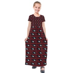 Eyes Red Plaid Kids  Short Sleeve Maxi Dress by snowwhitegirl