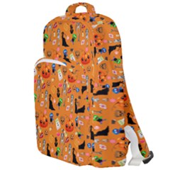 Halloween Treats Pattern Orange Double Compartment Backpack by snowwhitegirl