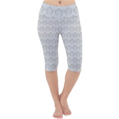 Damask Grey Lightweight Velour Cropped Yoga Leggings by snowwhitegirl