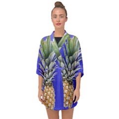 Pineapple Blue Half Sleeve Chiffon Kimono by snowwhitegirl