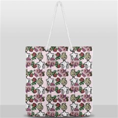 Victorian Girl Pink Full Print Rope Handle Tote (large) by snowwhitegirl