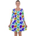 Colorful Leaves Blue Quarter Sleeve Skater Dress View1