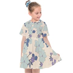 Vintage Floral Blue Pattern Kids  Sailor Dress by snowwhitegirl