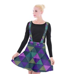 Blue Geometric Suspender Skater Skirt by snowwhitegirl