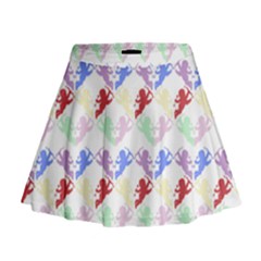 Colorful Cherubs White Mini Flare Skirt by snowwhitegirl