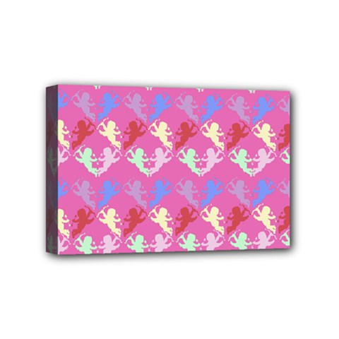 Colorful Cherubs Pink Mini Canvas 6  X 4  (stretched) by snowwhitegirl