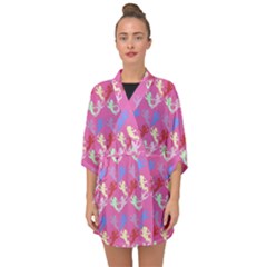 Colorful Cherubs Pink Half Sleeve Chiffon Kimono by snowwhitegirl