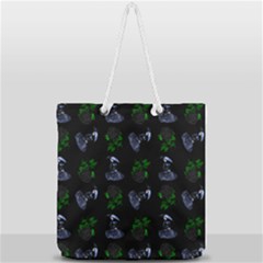 Gothic Girl Rose Black Pattern Full Print Rope Handle Tote (large) by snowwhitegirl