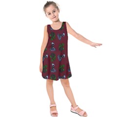 Gothic Girl Rose Red Pattern Kids  Sleeveless Dress by snowwhitegirl