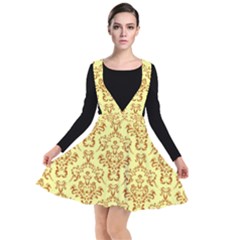 Victorian Paisley Yellow Plunge Pinafore Dress by snowwhitegirl