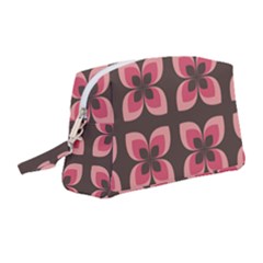 Retro Flower Pink Brown Wristlet Pouch Bag (medium) by snowwhitegirl