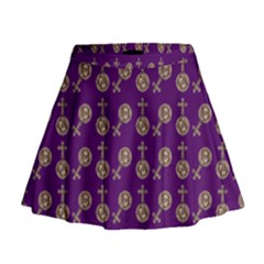 Victorian Crosses Purple Mini Flare Skirt by snowwhitegirl