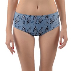 Skeleton Blue Background Reversible Mid-waist Bikini Bottoms by snowwhitegirl