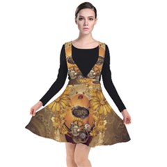 Awesome Steampunk Easter Egg With Flowers, Clocks And Gears Plunge Pinafore Dress by FantasyWorld7