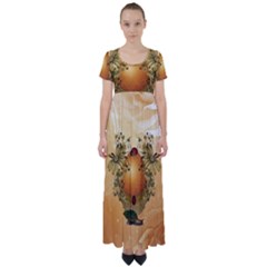 Wonderful Easter Egg With Flowers And Snail High Waist Short Sleeve Maxi Dress by FantasyWorld7