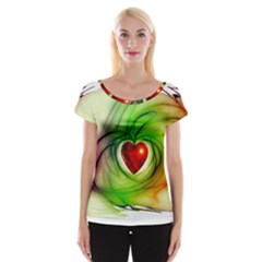 Heart Love Luck Abstract Cap Sleeve Top by Pakrebo