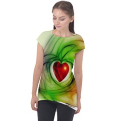 Heart Love Luck Abstract Cap Sleeve High Low Top by Pakrebo