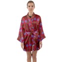 Red With Purple Flowers Long Sleeve Kimono Robe View1