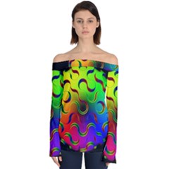 Ball Sphere Digital Art Fractals Off Shoulder Long Sleeve Top by Pakrebo