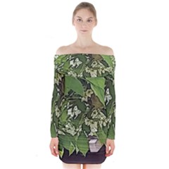 Garden Of The Phoenix  Long Sleeve Off Shoulder Dress by Riverwoman