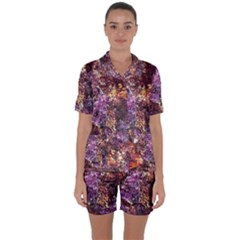 Colorful Rusty Abstract Print Satin Short Sleeve Pyjamas Set by dflcprintsclothing